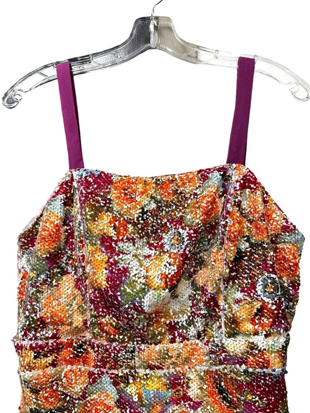 Bloomingdales Aqua Floral Sequin Mini Dress Size Medium New - Picture 5 of 9